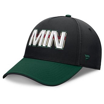 Men's Fanatics Black/Green Minnesota Wild Authentic Pro Rink Team Code Flex Hat