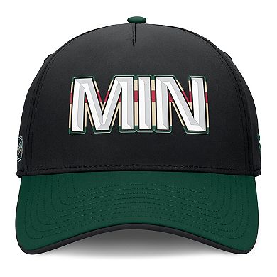 Men's Fanatics Black/Green Minnesota Wild Authentic Pro Rink Team Code Flex Hat