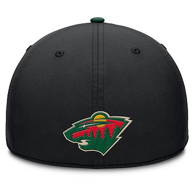 Men's Fanatics Black/Green Minnesota Wild Authentic Pro Rink Team Code Flex Hat