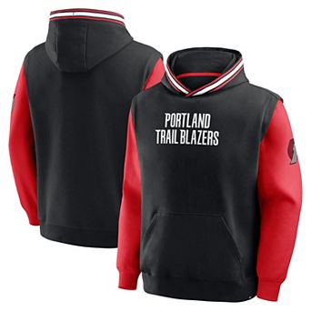 Men's Fanatics Black/Red Portland Trail Blazers Half Court Shot Clock Fastbreak Hoodie