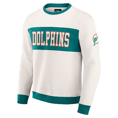 Men's Darius Rucker Collection by Fanatics Cream Miami Dolphins Colorblock Pullover Sweatshirt