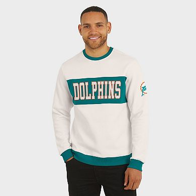 Men's Darius Rucker Collection by Fanatics Cream Miami Dolphins Colorblock Pullover Sweatshirt