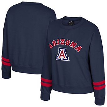 Women's Colosseum Navy Arizona Wildcats Splashy Crewneck Fleece Sweatshirt