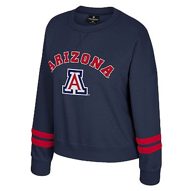 Women's Colosseum Navy Arizona Wildcats Splashy Crewneck Fleece Sweatshirt