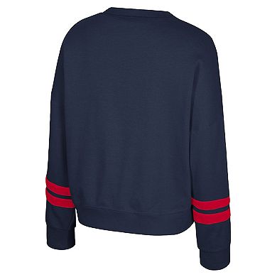 Women's Colosseum Navy Arizona Wildcats Splashy Crewneck Fleece Sweatshirt