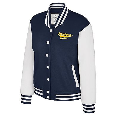 Women's Colosseum Navy Michigan Wolverines French Baguette Full Snap Fleece Jacket