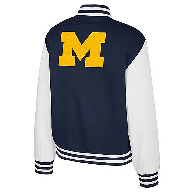 Women's Colosseum Navy Michigan Wolverines French Baguette Full Snap Fleece Jacket