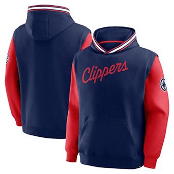 Men's Fanatics Navy/Red LA Clippers Half Court Shot Clock Fastbreak Hoodie