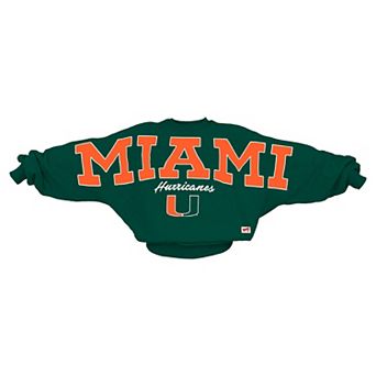 Women's Pressbox Green Miami Hurricanes Flannigan Oversized Dolman Pullover Sweatshirt