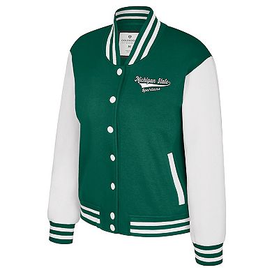 Women's Colosseum Green Michigan State Spartans French Baguette Full Snap Fleece Jacket