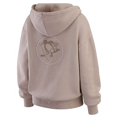 Women's WEAR by Erin Andrews Tan Pittsburgh Penguins Washed Pullover Crewdie