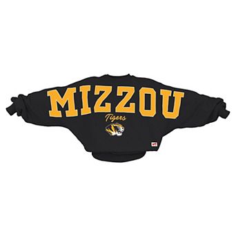 Women's Pressbox Black Missouri Tigers Flannigan Oversized Dolman Pullover Sweatshirt