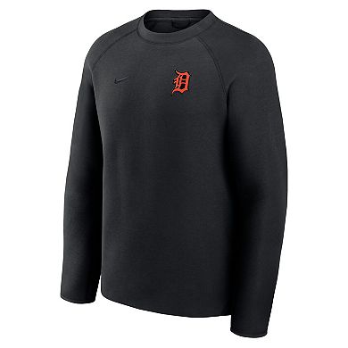 Men's Nike Black Detroit Tigers Tech Fleece Raglan Sweatshirt