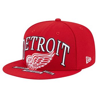 Men's New Era Red Detroit Red Wings Oversized Vintage Arch 59Fifty Fitted Hat