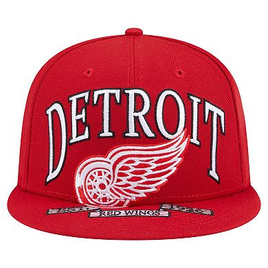 Men's New Era Red Detroit Red Wings Oversized Vintage Arch 59Fifty Fitted Hat