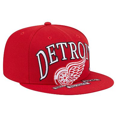 Men's New Era Red Detroit Red Wings Oversized Vintage Arch 59Fifty Fitted Hat