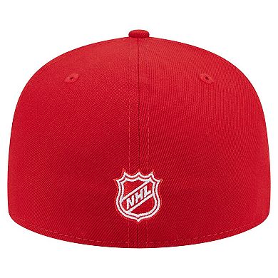 Men's New Era Red Detroit Red Wings Oversized Vintage Arch 59Fifty Fitted Hat