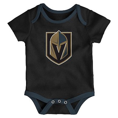 Infant & Newborn Outerstuff Vegas Golden Knights Triple Header Three-Piece Bodysuit Set