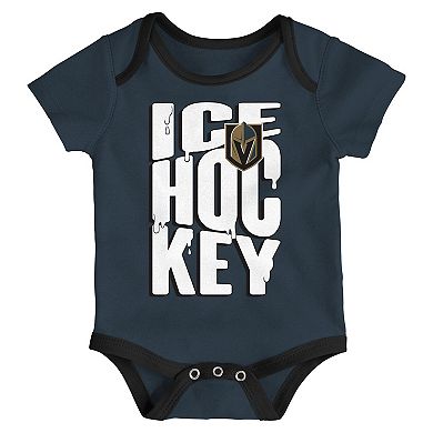 Infant & Newborn Outerstuff Vegas Golden Knights Triple Header Three-Piece Bodysuit Set