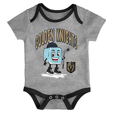 Infant & Newborn Outerstuff Vegas Golden Knights Triple Header Three-Piece Bodysuit Set