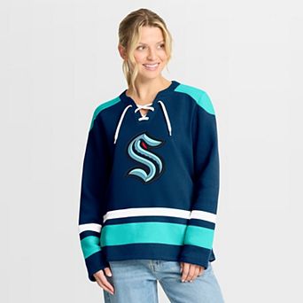 Women's Fanatics Deep Sea Blue Seattle Kraken Icing Long Sleeve Lace Up Sweatshirt