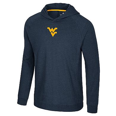 Men's Colosseum Navy West Virginia Mountaineers Back in Business Long Sleeve Raglan Hooded T-Shirt