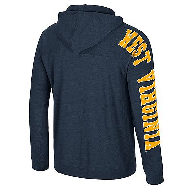 Men's Colosseum Navy West Virginia Mountaineers Back in Business Long Sleeve Raglan Hooded T-Shirt