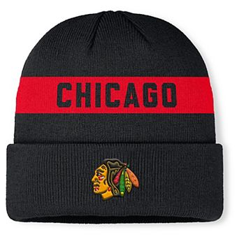 Men's Fanatics Black Chicago Blackhawks Authentic Pro Rink Cuffed Knit Hat