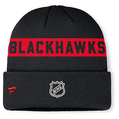 Men's Fanatics Black Chicago Blackhawks Authentic Pro Rink Cuffed Knit Hat