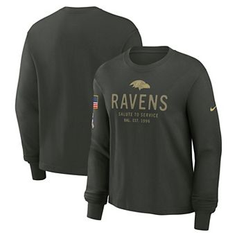 Women's Nike Dark Green Baltimore Ravens 2025 Salute to Service Sideline Dri-FIT Long Sleeve T-Shirt