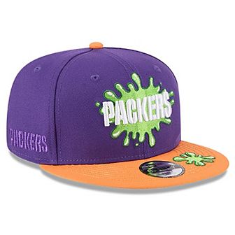 Youth New Era Purple/Orange Green Bay Packers Nickelodeon Slime 9FIFTY Snapback Hat