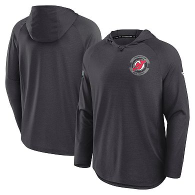Men's Fanatics Charcoal New Jersey Devils Authentic Pro Rink Raglan Hoodie