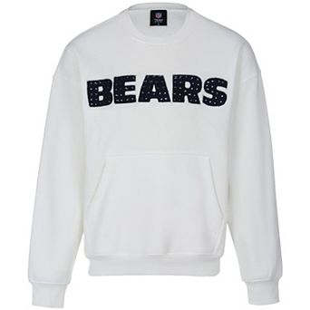 Women's Cuce White Chicago Bears Chenille Jeweled Sweatshirt