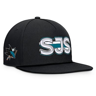Men's Fanatics Black San Jose Sharks Authentic Pro Rink Team Code Snapback Hat