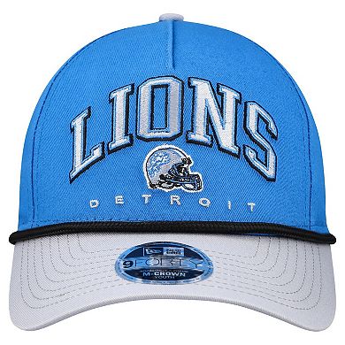 Youth New Era Blue/Gray Detroit Lions Arch COOLERA 9FORTY A-Frame Adjustable Hat