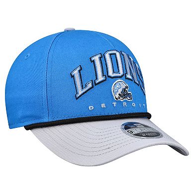 Youth New Era Blue/Gray Detroit Lions Arch COOLERA 9FORTY A-Frame Adjustable Hat