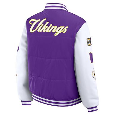 Women's WEAR by Erin Andrews Purple Minnesota Vikings Varsity Full-Snap Puffer Jacket