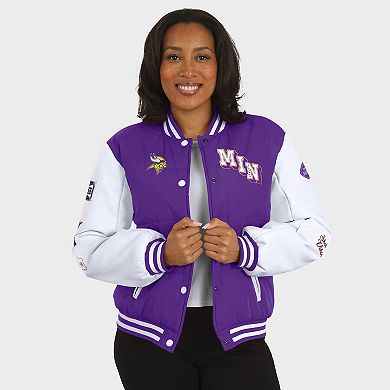 Women's WEAR by Erin Andrews Purple Minnesota Vikings Varsity Full-Snap Puffer Jacket