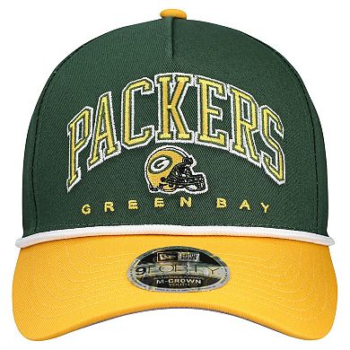 Youth New Era Green/Gold Green Bay Packers Arch COOLERA 9FORTY A-Frame Adjustable Hat