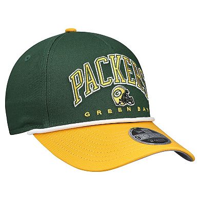 Youth New Era Green/Gold Green Bay Packers Arch COOLERA 9FORTY A-Frame Adjustable Hat