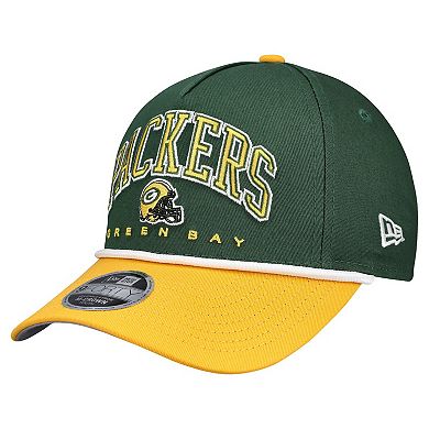 Youth New Era Green/Gold Green Bay Packers Arch COOLERA 9FORTY A-Frame Adjustable Hat