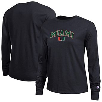 Women's Champion Black Miami Hurricanes Arch Over Logo Long Sleeve T-Shirt