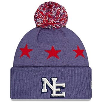 Youth New Era Meadow Blue New England Patriots 2025 Rivalries Collection Sideline Cuffed Knit Hat with Pom