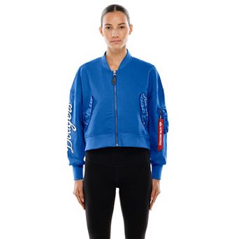 Women's New Era x Alpha Industries Royal Los Angeles Dodgers Cropped Full-Zip Jacket