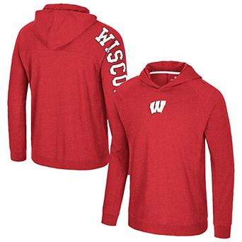 Men's Colosseum Red Wisconsin Badgers Back in Business Long Sleeve Raglan Hooded T-Shirt