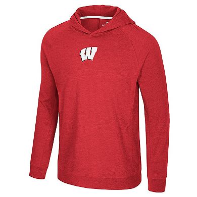 Men's Colosseum Red Wisconsin Badgers Back in Business Long Sleeve Raglan Hooded T-Shirt