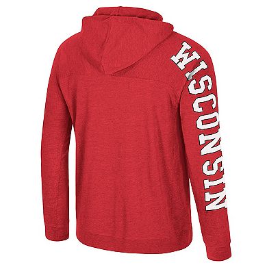 Men's Colosseum Red Wisconsin Badgers Back in Business Long Sleeve Raglan Hooded T-Shirt