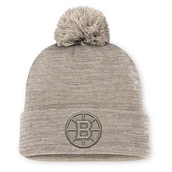 Men's Fanatics Tan Boston Bruins Authentic Pro Road Cuffed Knit Hat with Pom