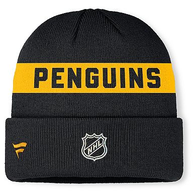 Men's Fanatics Black Pittsburgh Penguins Authentic Pro Rink Cuffed Knit Hat