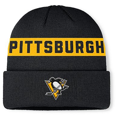 Men's Fanatics Black Pittsburgh Penguins Authentic Pro Rink Cuffed Knit Hat